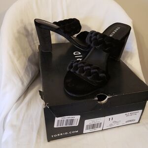 Torrid Black Braided Velvet Heels 11W